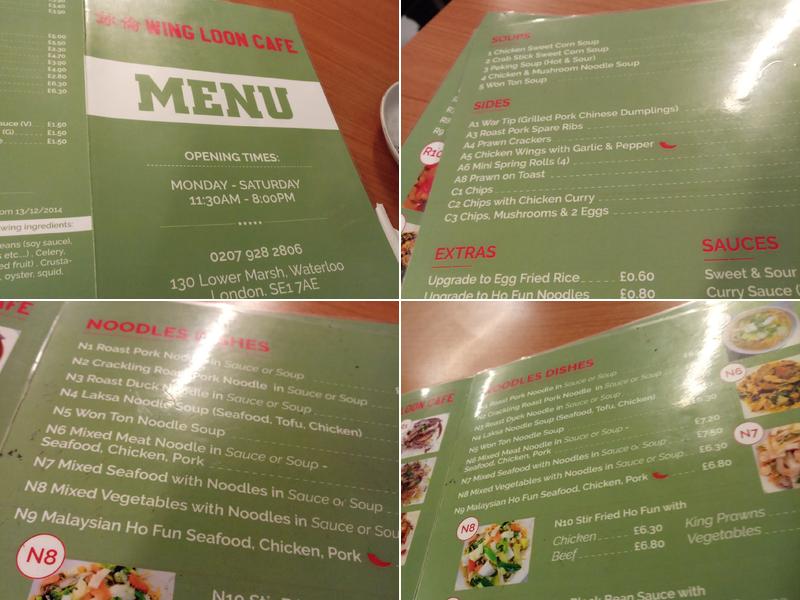 Wing Loon Cafe Menu