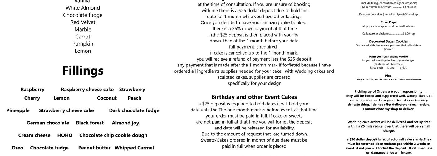 3-D CAKERY Menu