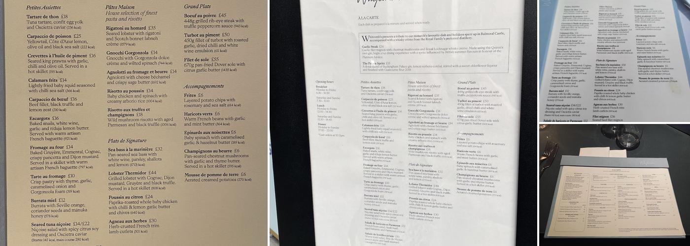 Whitcomb's at The Londoner Menu