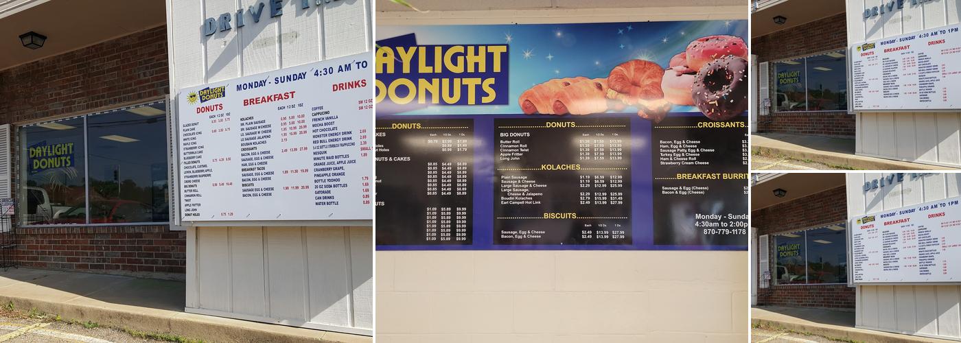 Daylight Donuts Menu