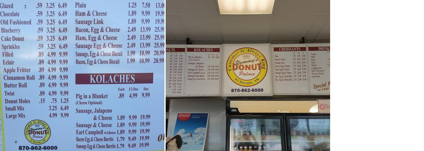 Yummy Donuts Menu
