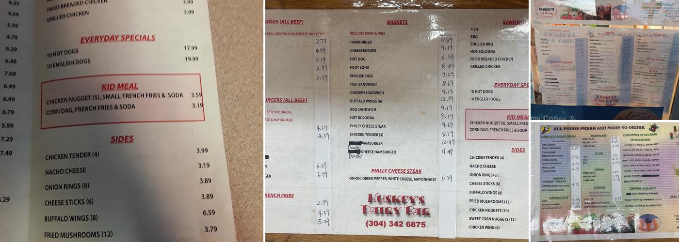 Huskey's Dairy Bar Menu