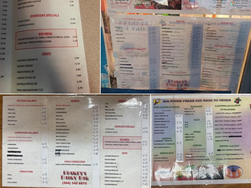 Huskey's Dairy Bar Menu
