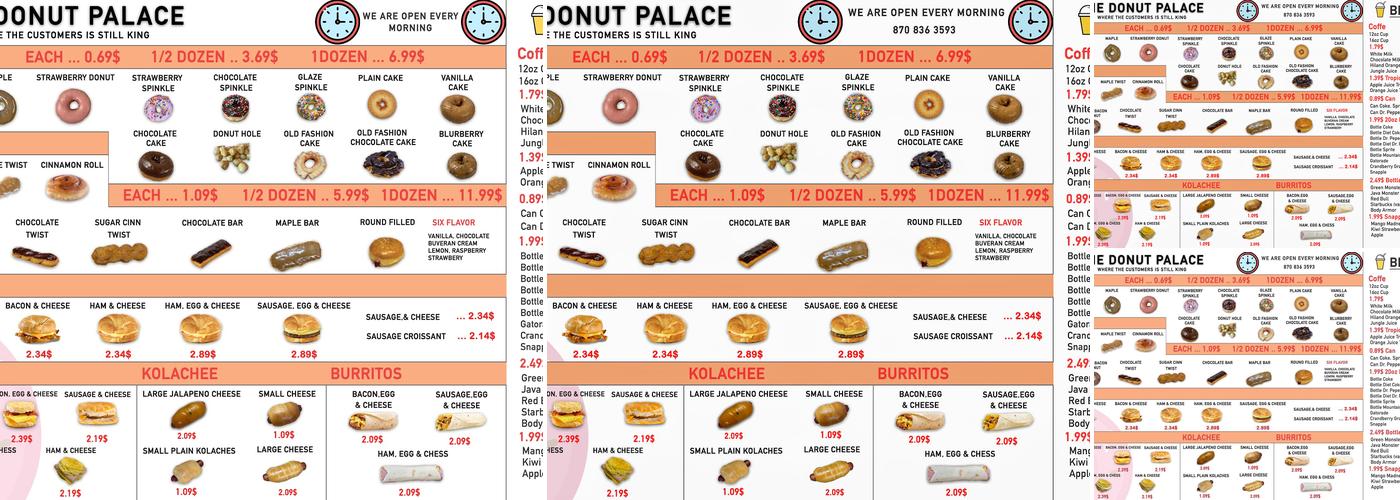 Donut Palace Menu
