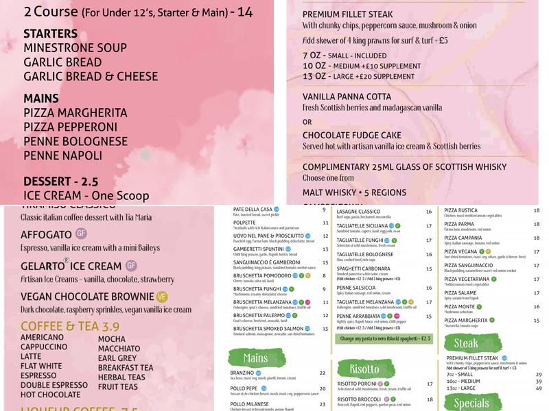 Sannio Italian Restaurant & Bar Menu