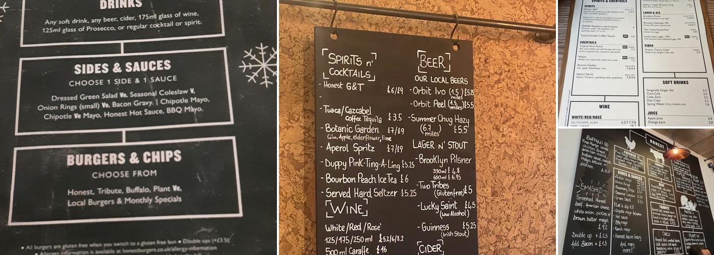 Honest Burgers South Bank Menu