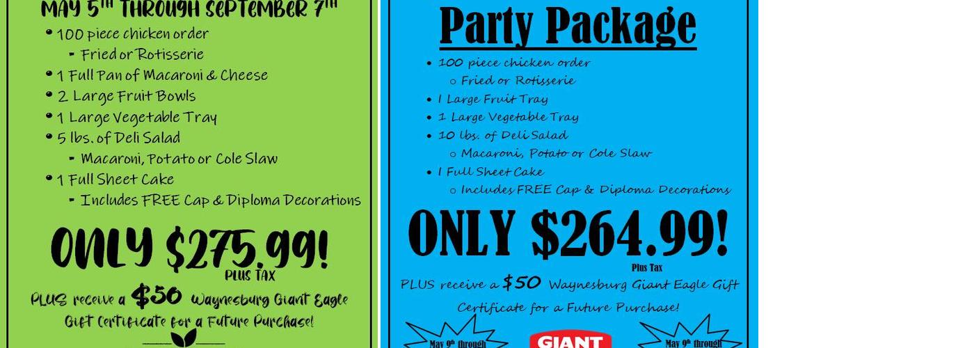 Giant Eagle Supermarket Menu