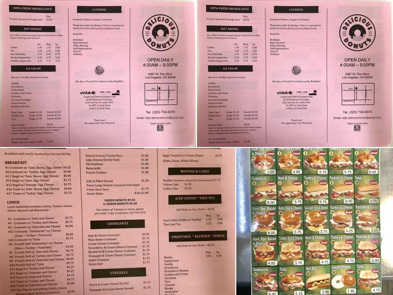 Delicious Donuts Menu