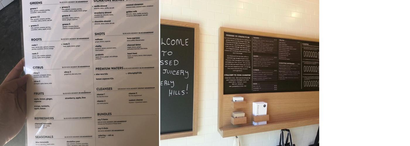 Pressed Juicery Menu