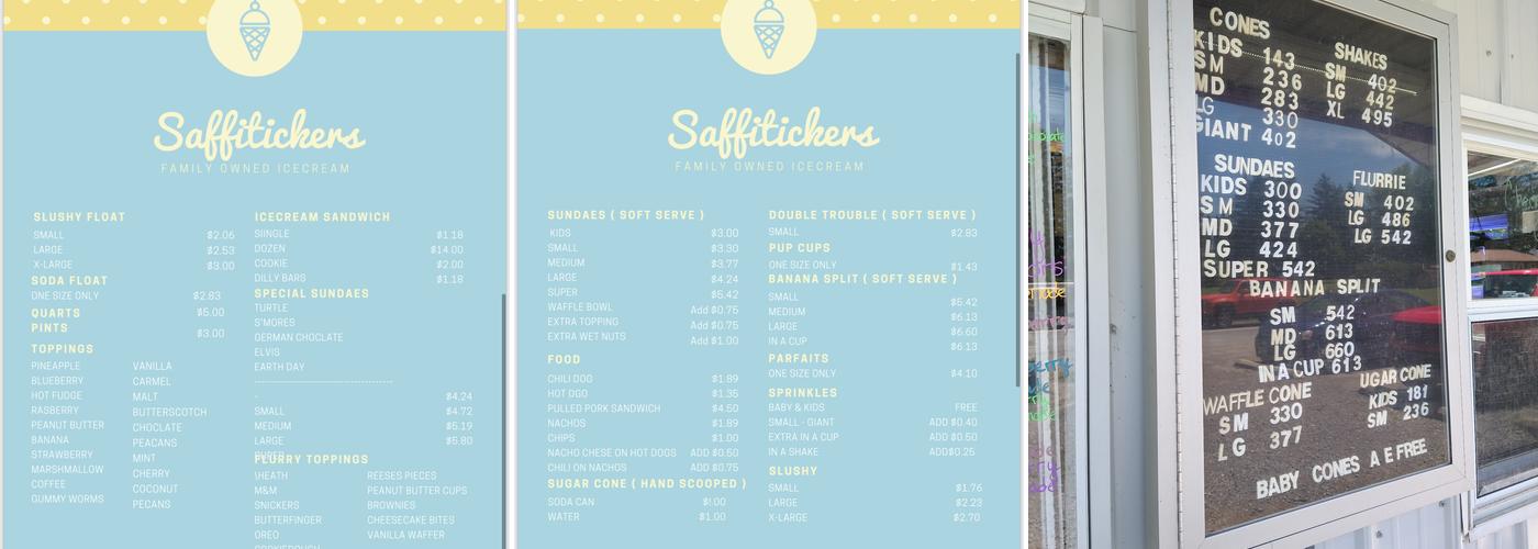 Saffitickers Menu