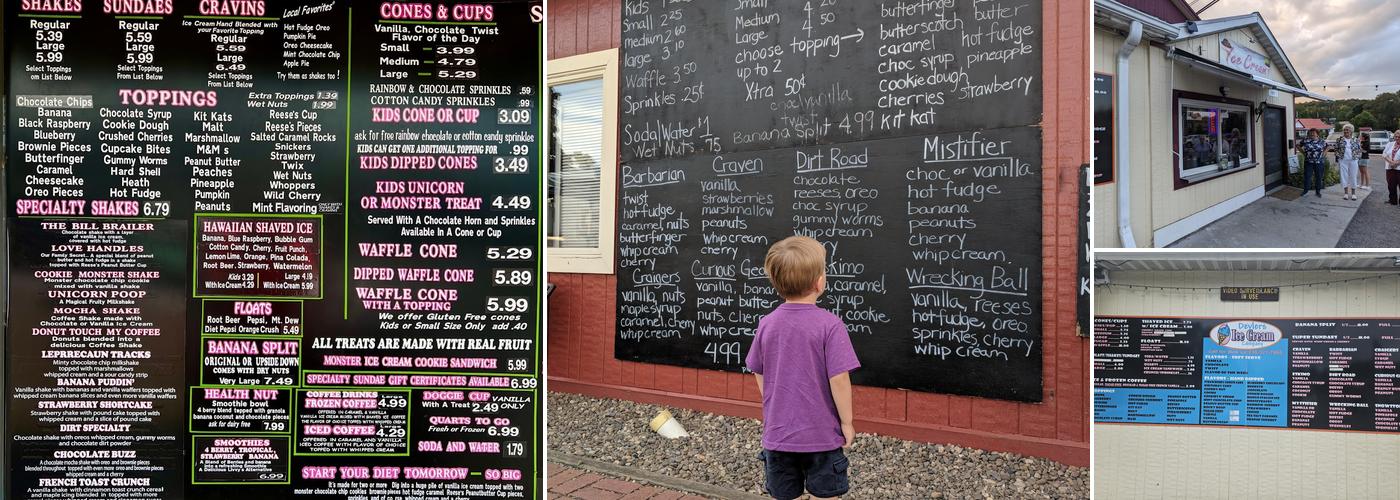 Devlers Ice Cream Menu