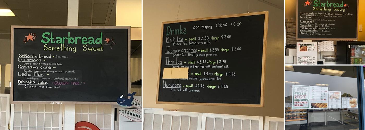 Starbread Menu