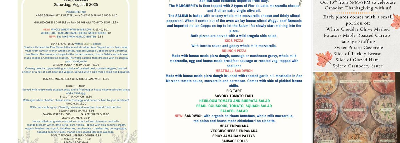 One House Bakery Menu