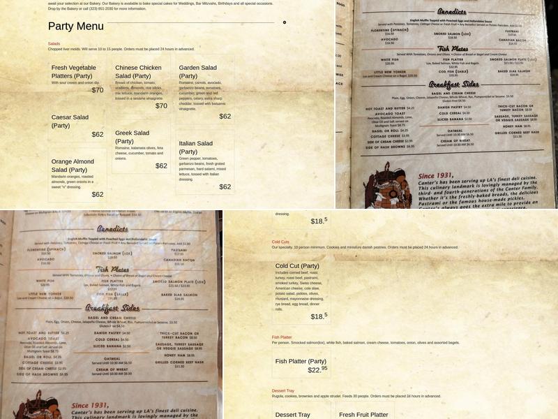 Canter's Deli Menu