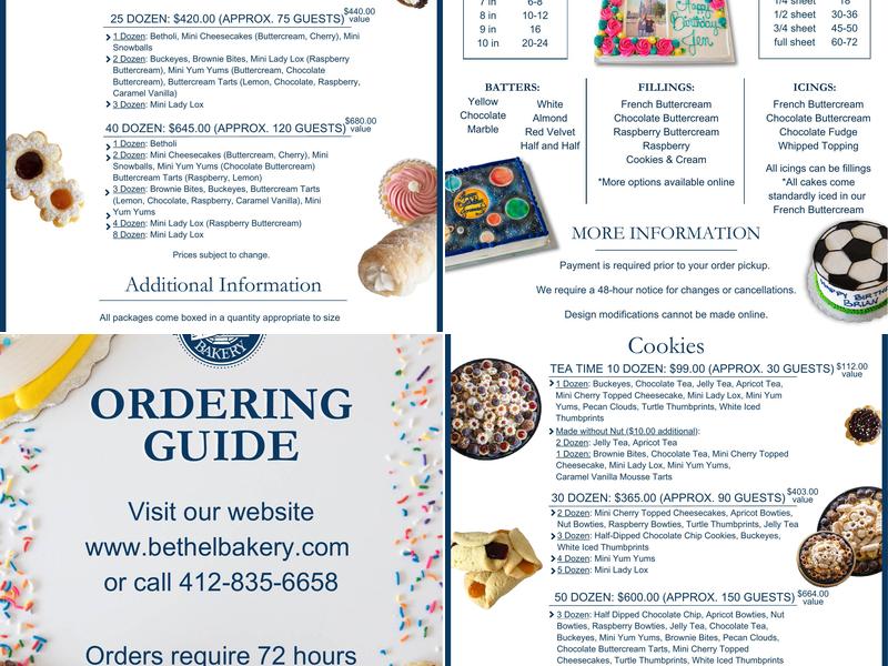 Bethel Bakery Menu