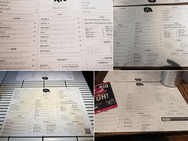 Fat Hippo Cardiff Menu