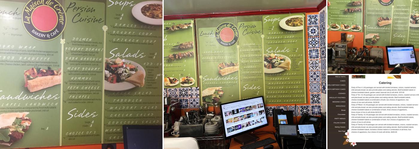 Tehran Restaurant & La Maison de Creme Bakery Menu