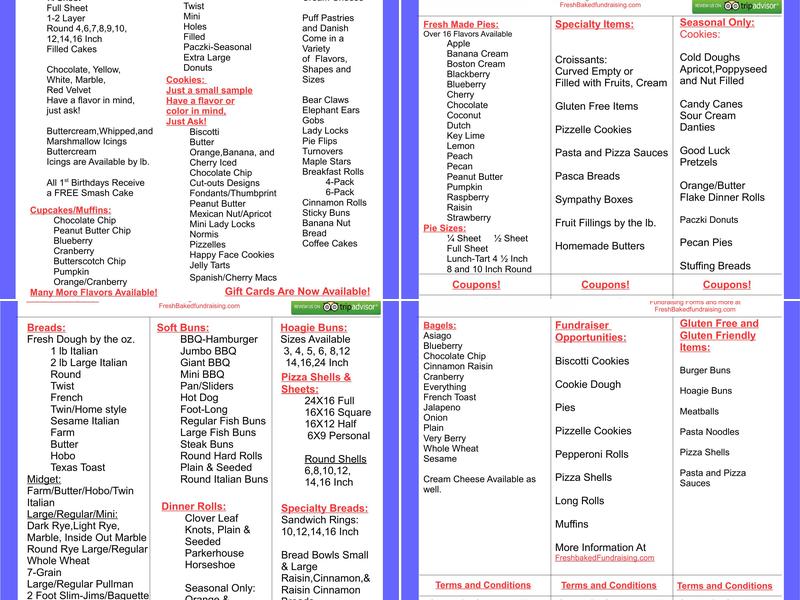 Valdiserri's Bakery LLC Menu