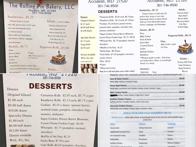 The Rolling Pin Bakery, LLC Menu