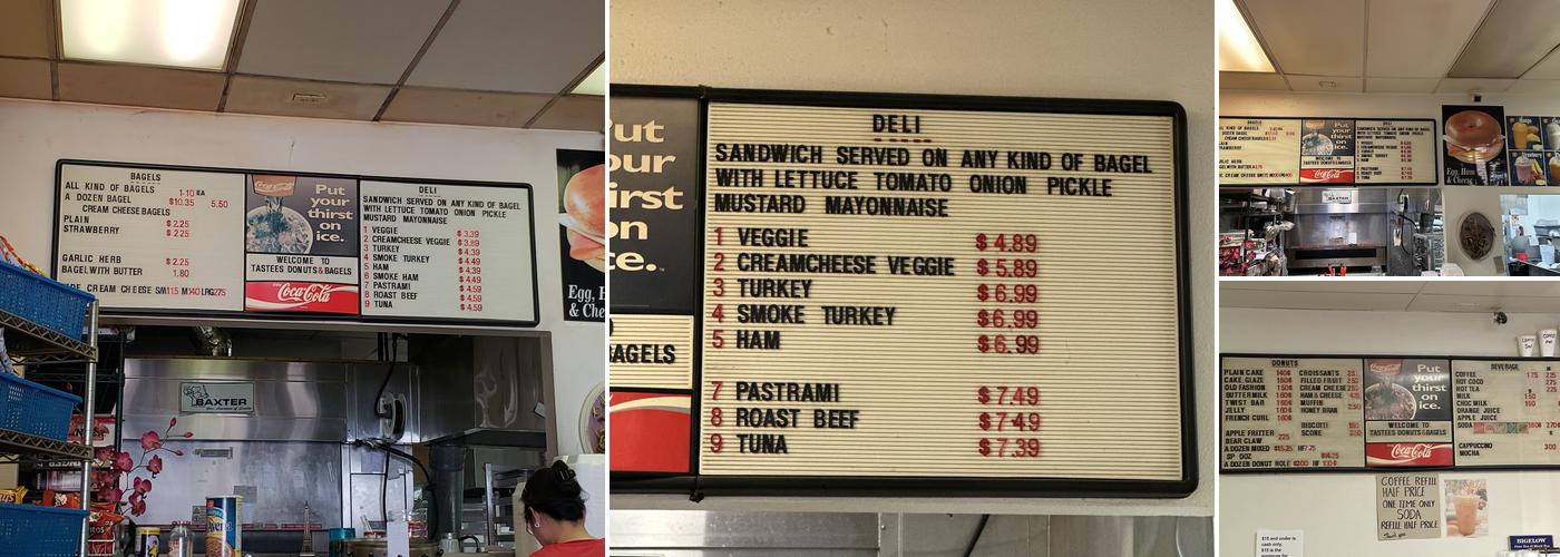 Tastees Donut & Bagel Menu