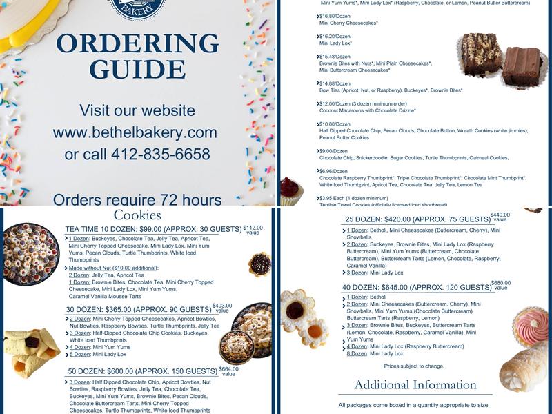 Bethel Bakery Menu