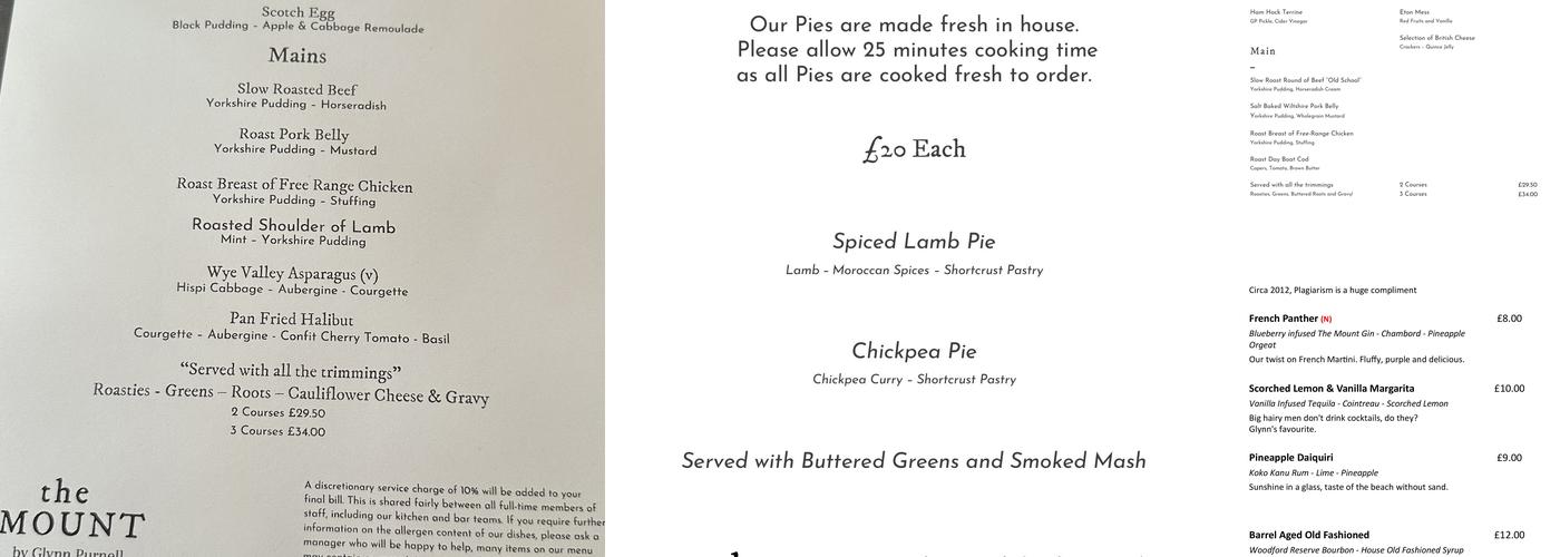 The Mount by Glynn Purnell Menu