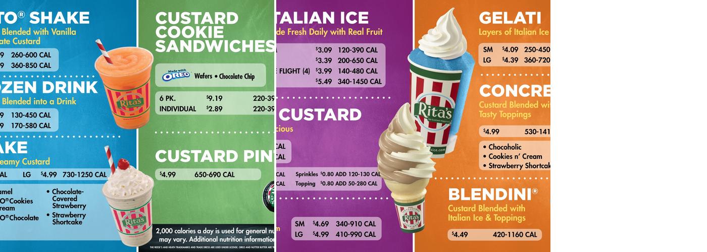 Rita's Italian Ice & Frozen Custard Menu