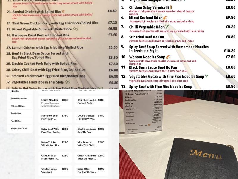 Asian noodle bar Chinese restaurant Menu