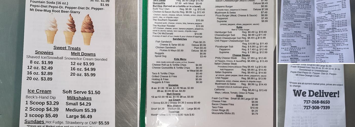 Glacier Flakes Menu