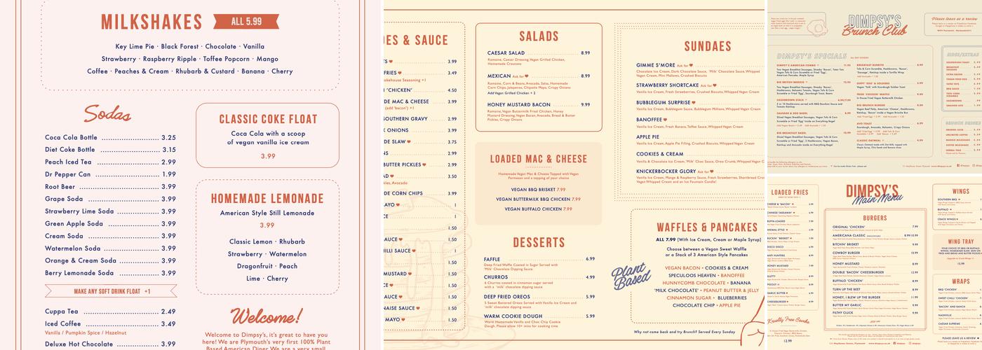 Dimpsy's Diner Menu
