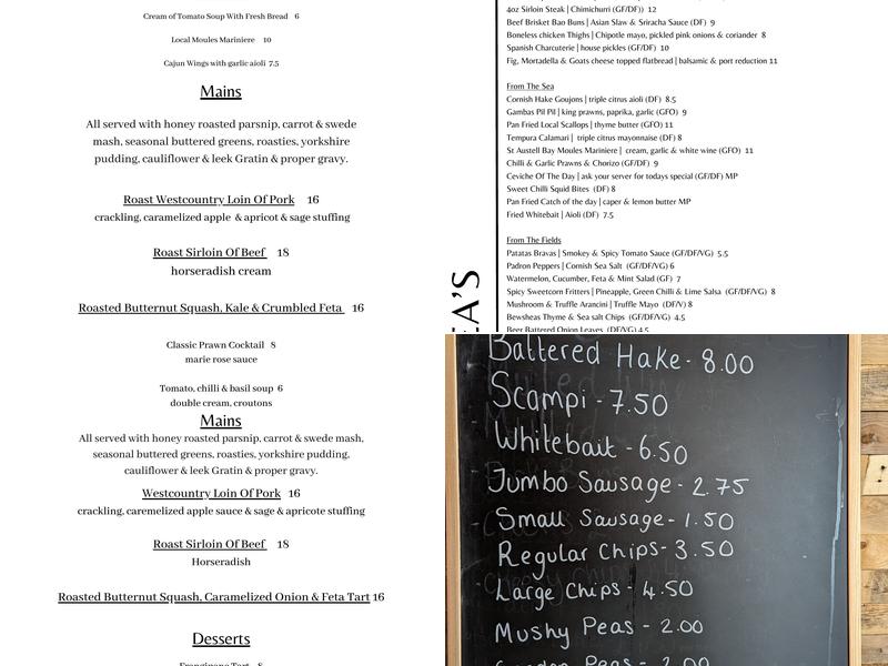 Bewshea's By The Beach Menu