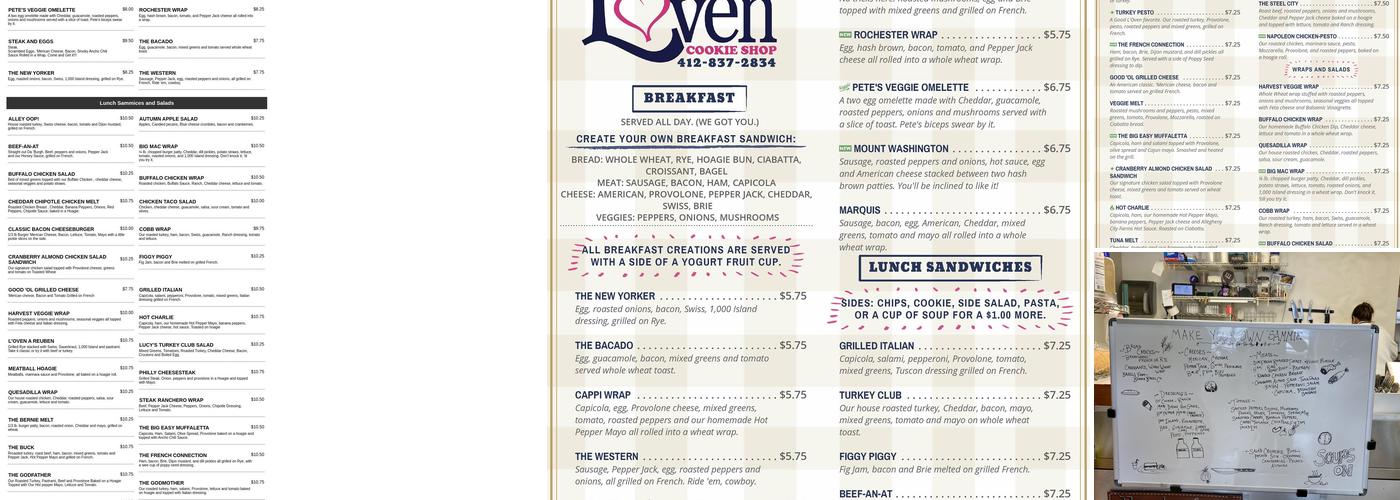Good L'Oven Cookie Shop Menu