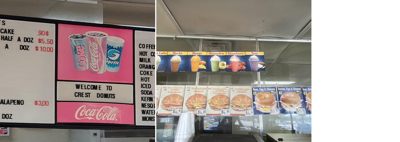 Crest Donuts Menu