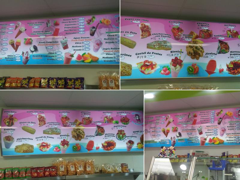 Saravia's Ice cream Menu