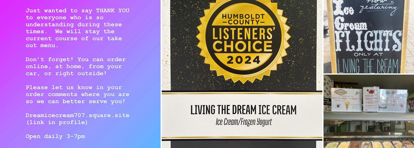 Living the Dream Ice Cream Menu