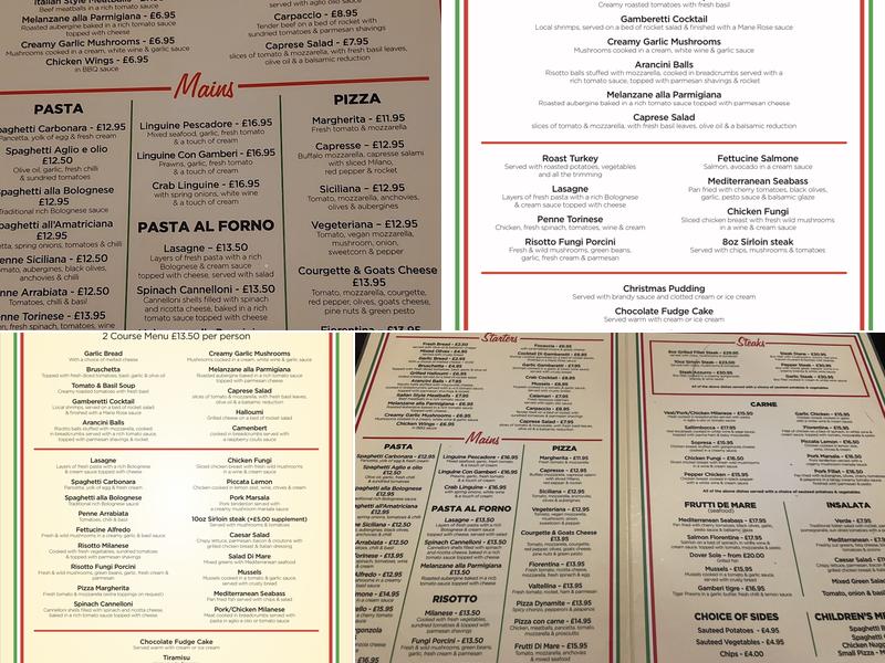 Trattoria Capri Menu