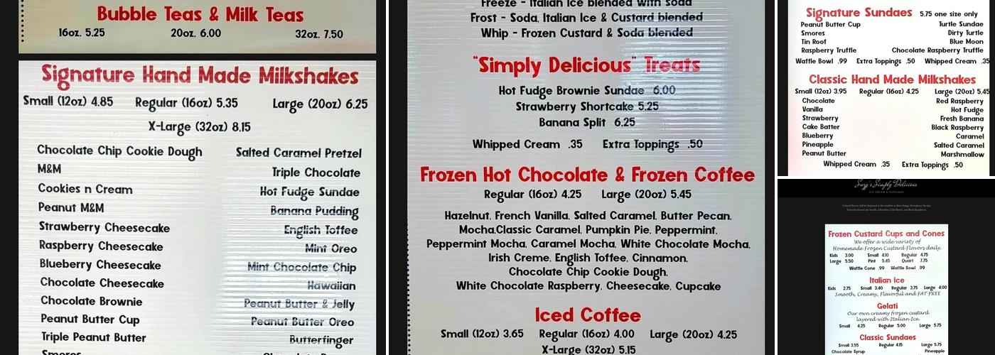 Suzy's Simply Delicious Menu