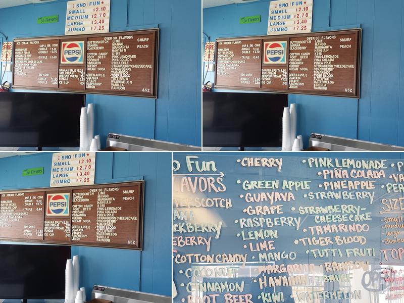 Sno Fun Menu