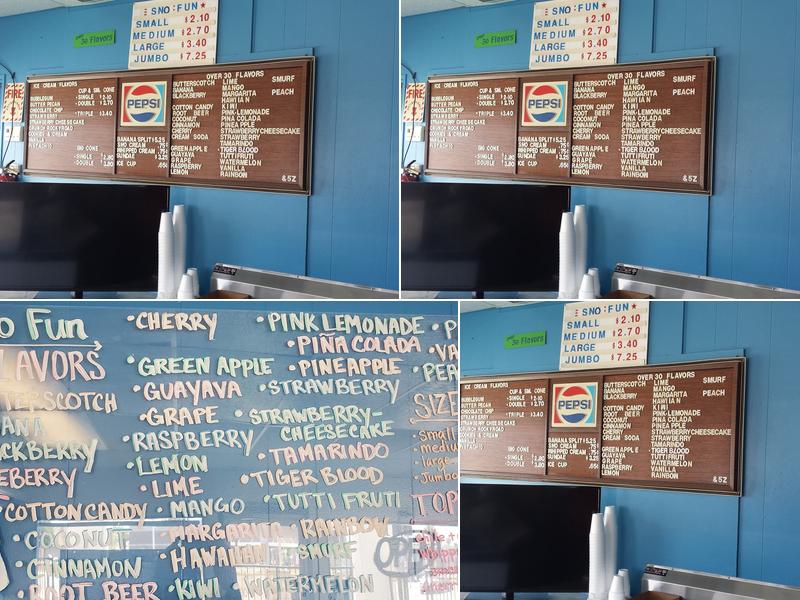 Sno Fun Menu