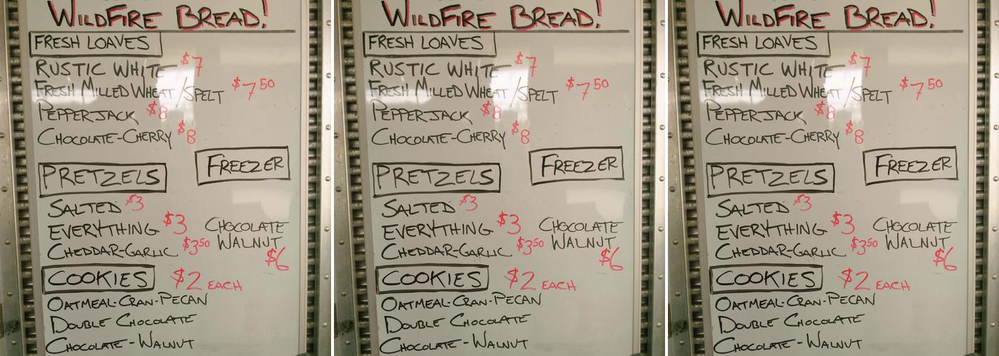 WildFire Bread Menu