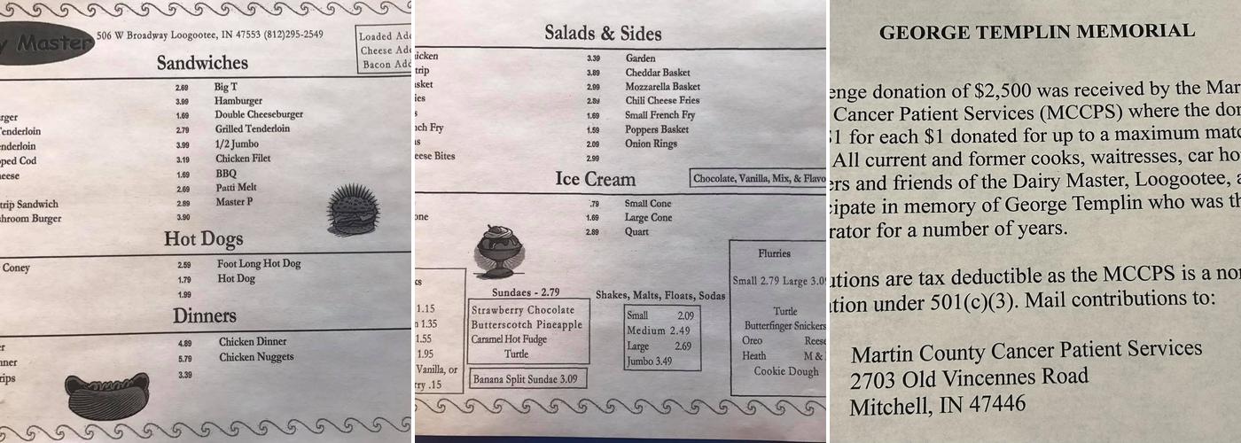 Dairy Master Menu