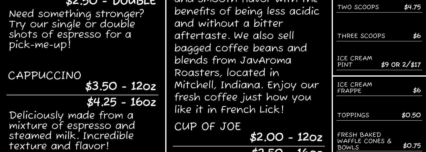 French Licks Menu