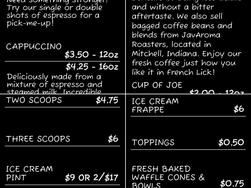 French Licks Menu