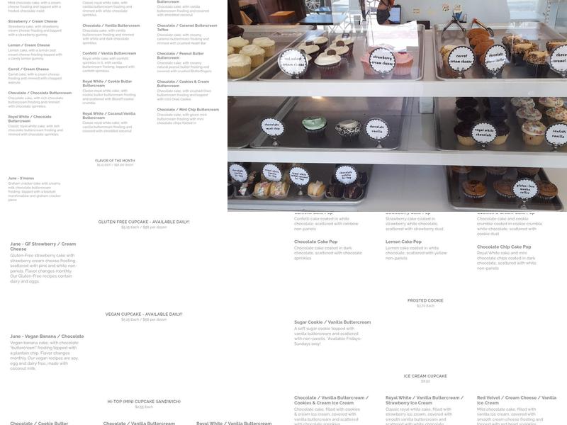 Frosted Cupcakery Menu