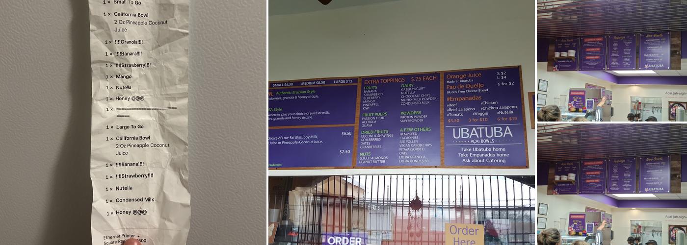 Ubatuba Acai - Northridge Menu