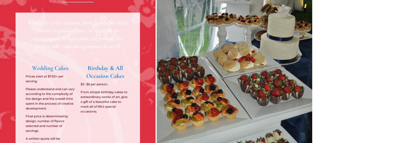 Felicitations Bakery Menu