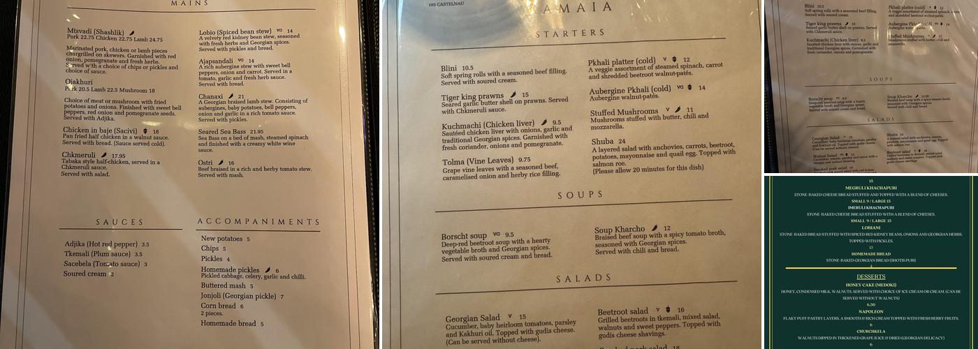 Samaia Georgian Restaurant Menu