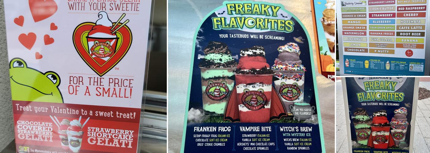 Jeremiah's Italian Ice Menu