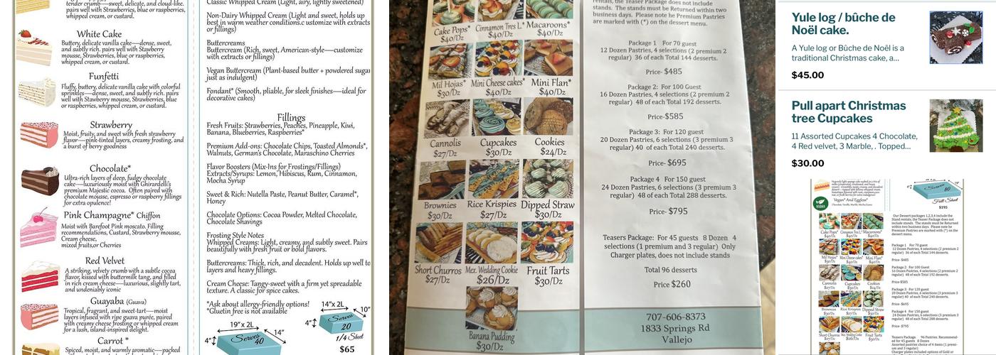 TONY'S CAKES Menu