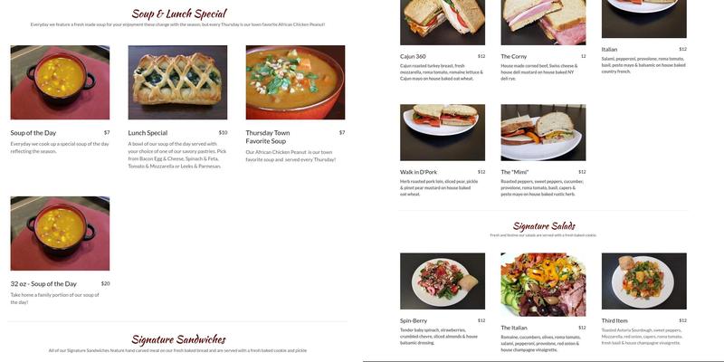 Table 360 bakery Menu